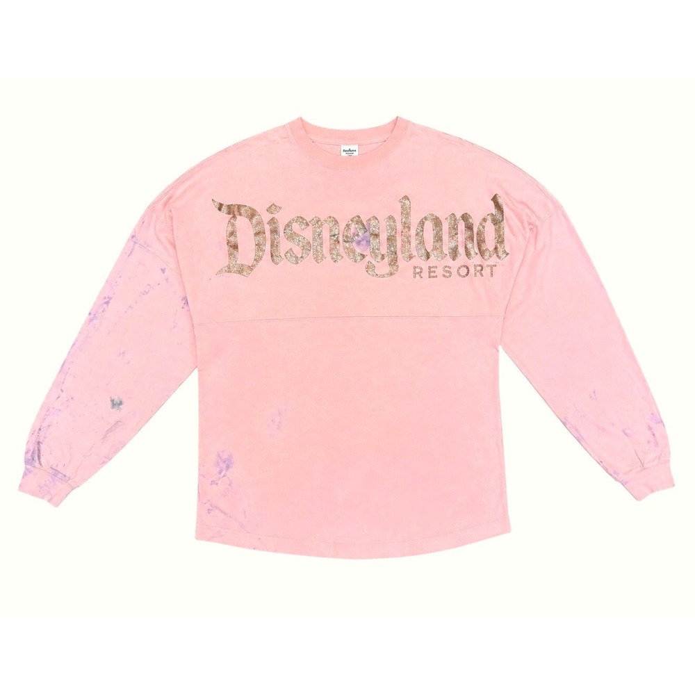 Disney Parks Spirit Jersey Womens M Pink Purple Tie Dye Disneyland Gold Glitter